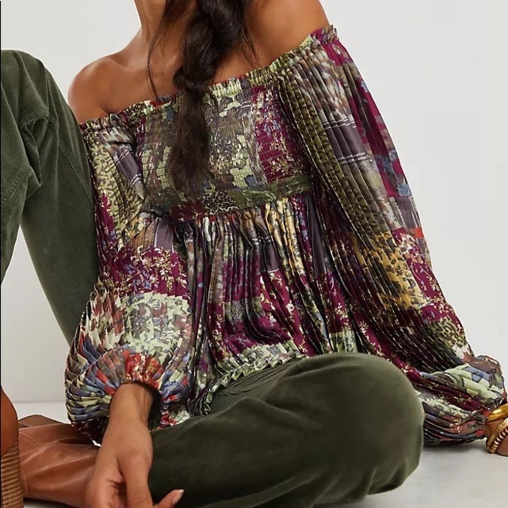 Anthropologie Tara Smocked Blouse